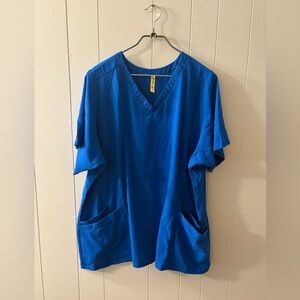 Aero Adult 3XL Blue Scrub Top double pockets unisex EUC